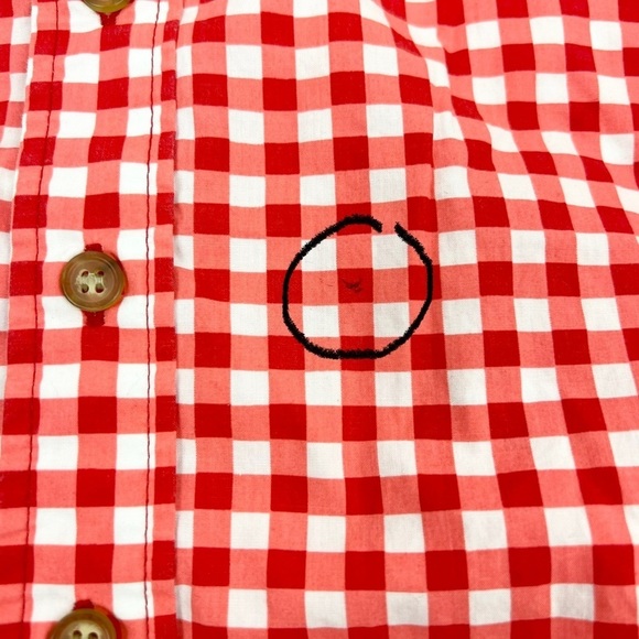 ELEANOR ROSE James Button Down Long Sleeve Shirt in Red Gingham, Size 5/6 - Picture 3 of 6